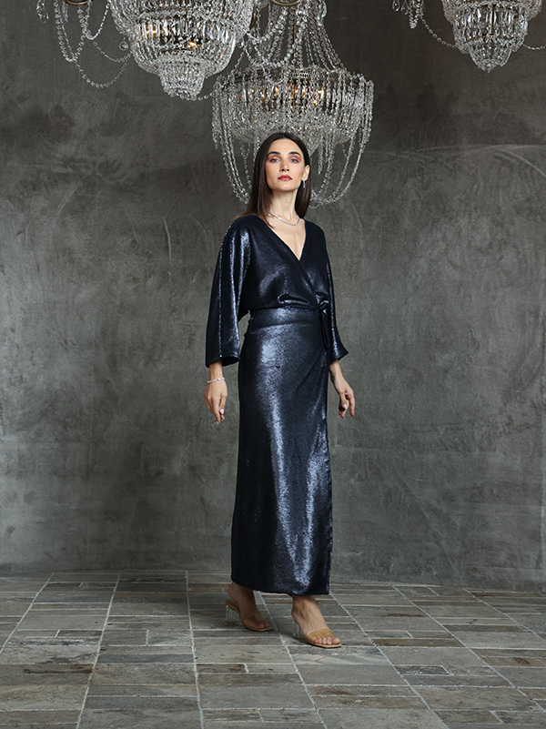 GLAM-1 Premium Sequin Wrap Dress